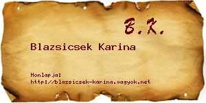 Blazsicsek Karina névjegykártya